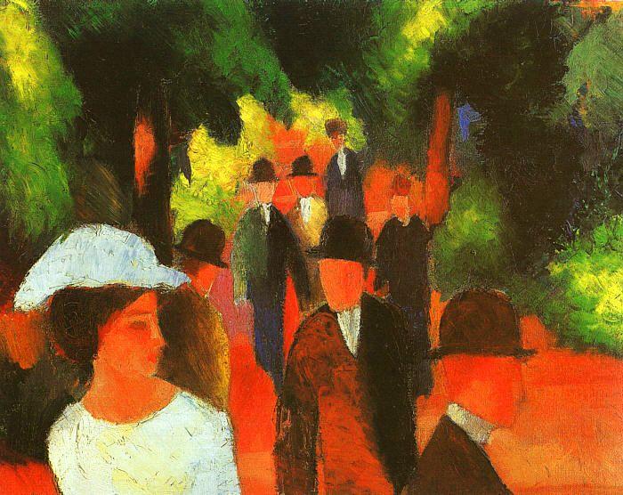 Promenade with Half Length of Girl in White, August Macke